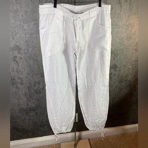 White Linen Drawstring Pants